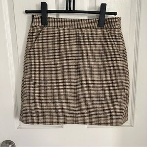 Wool blend plaid skirt